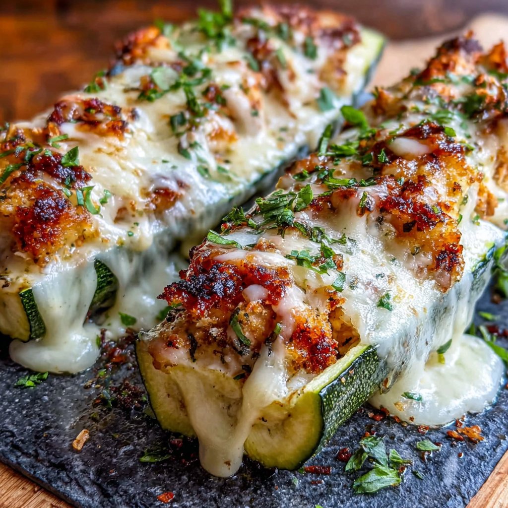 Chicken Stuffed Zucchini Boats