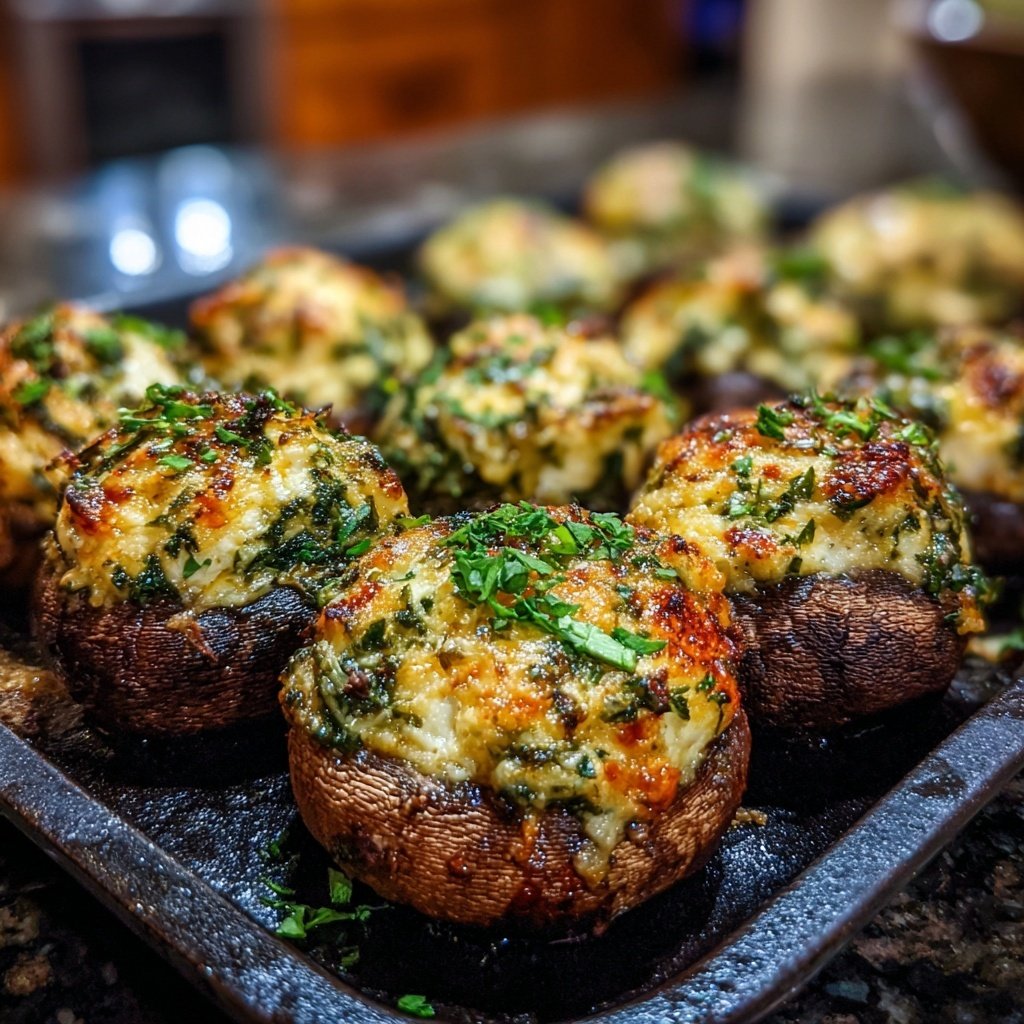Spinach Feta Stuffed Mushrooms