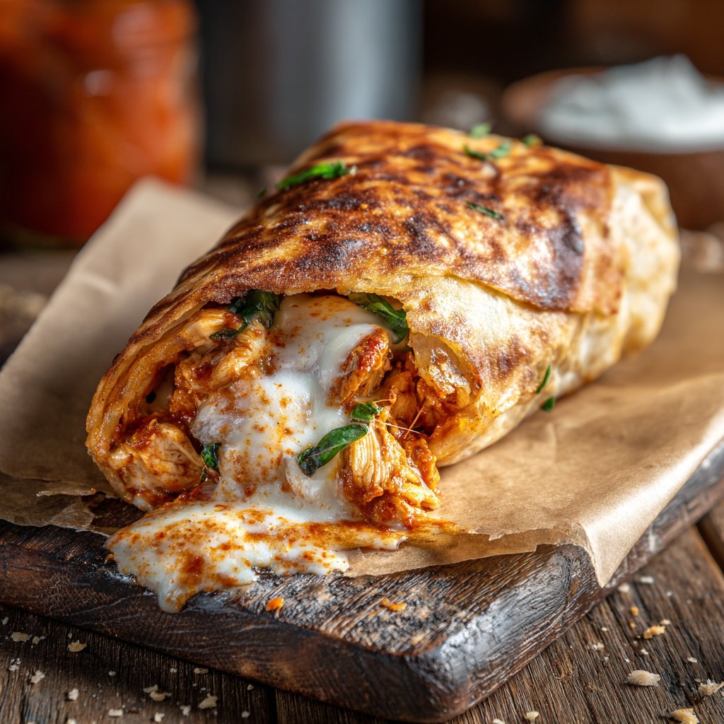 Spicy Air Fryer Chicken Mozzarella Wrap