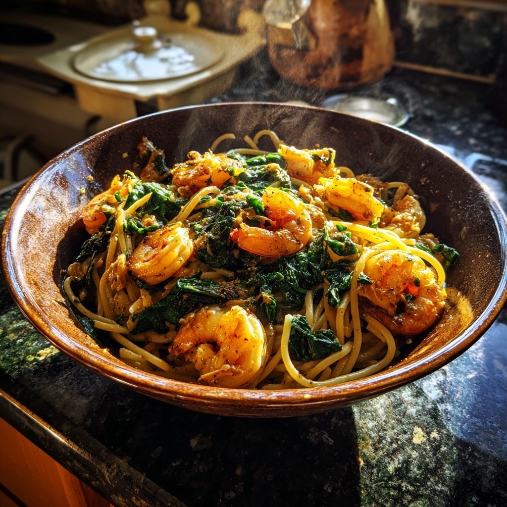 Shrimp and Spinach Vongole